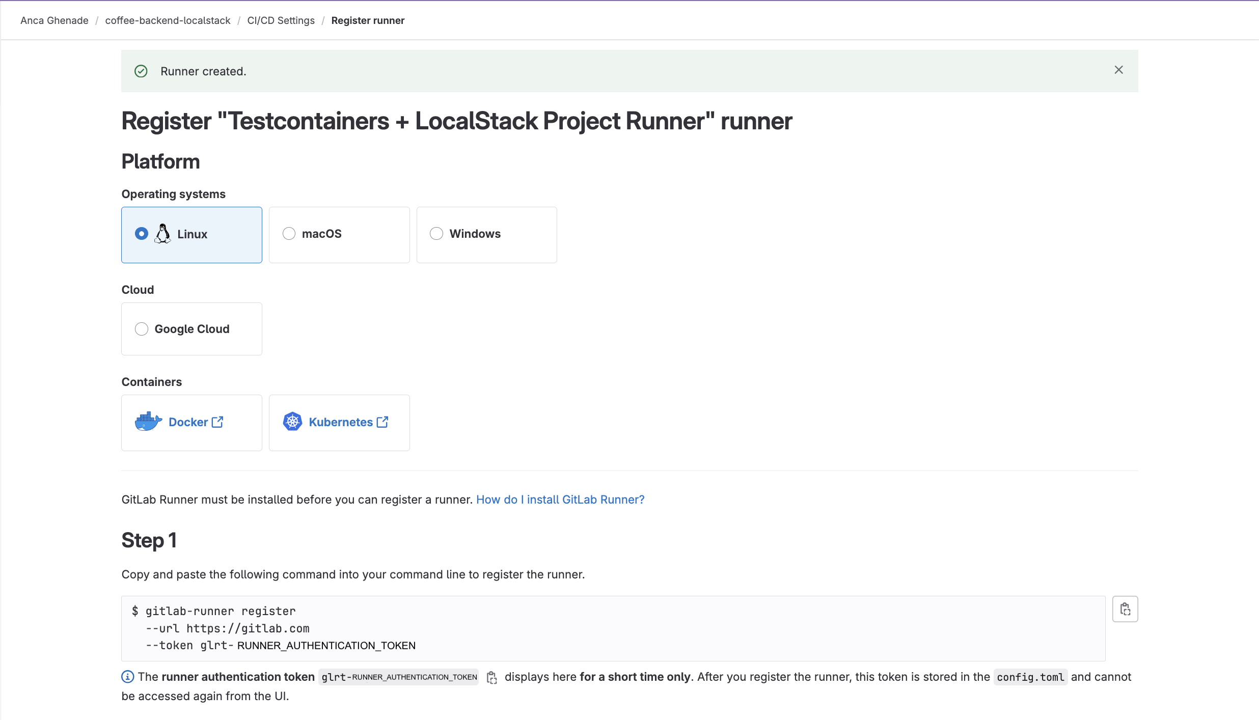 Create runner 2